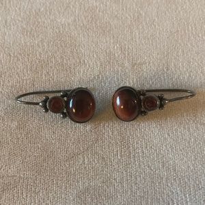 Red tigers eye and Garnet sterling silver earrings